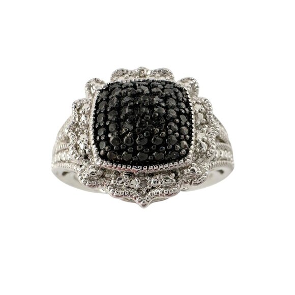 Elegant Black Diamond Cocktail Ring Size 7.25 - Picture 6 of 7
